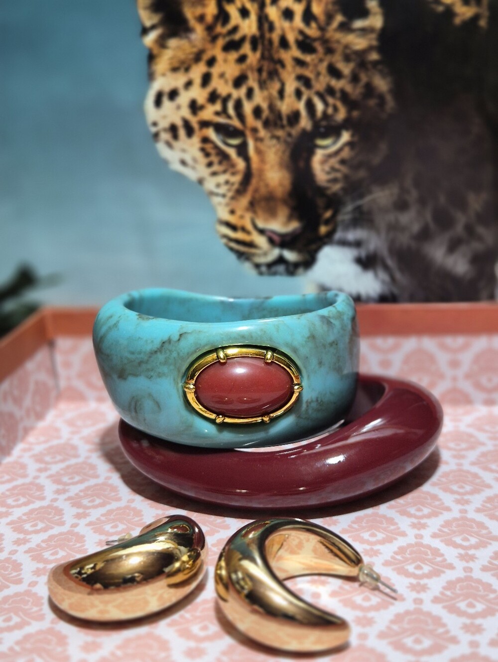 Maroon and Gold Statement Bangle Set - Women Jewelry Bracelets
